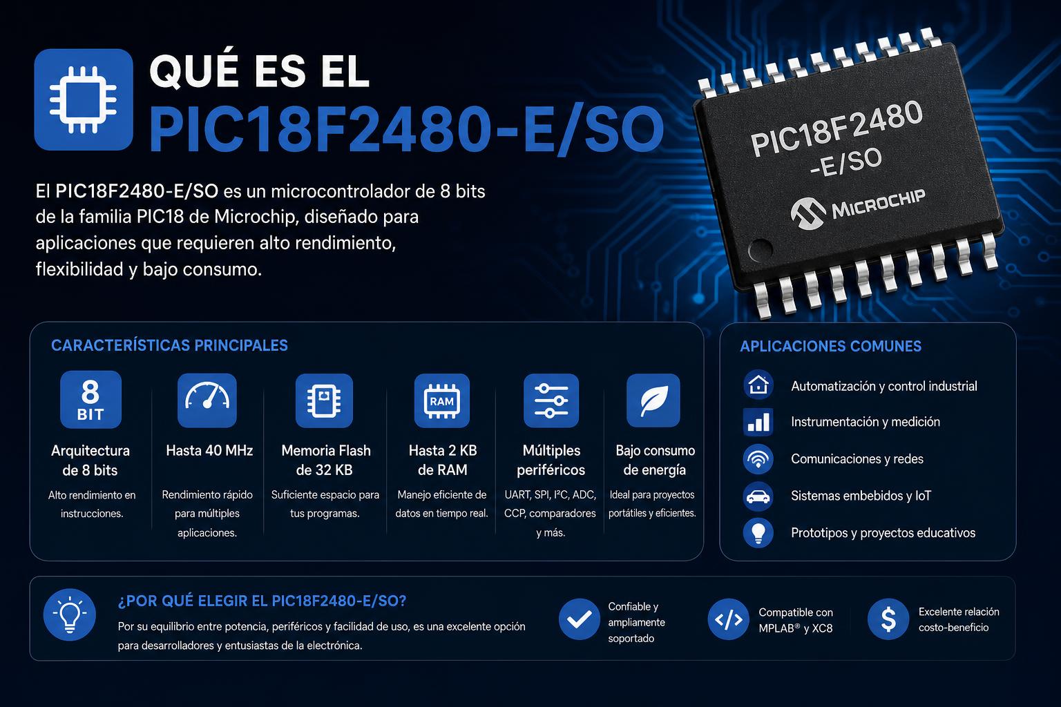 Qué es el PIC18F2480-E/SO